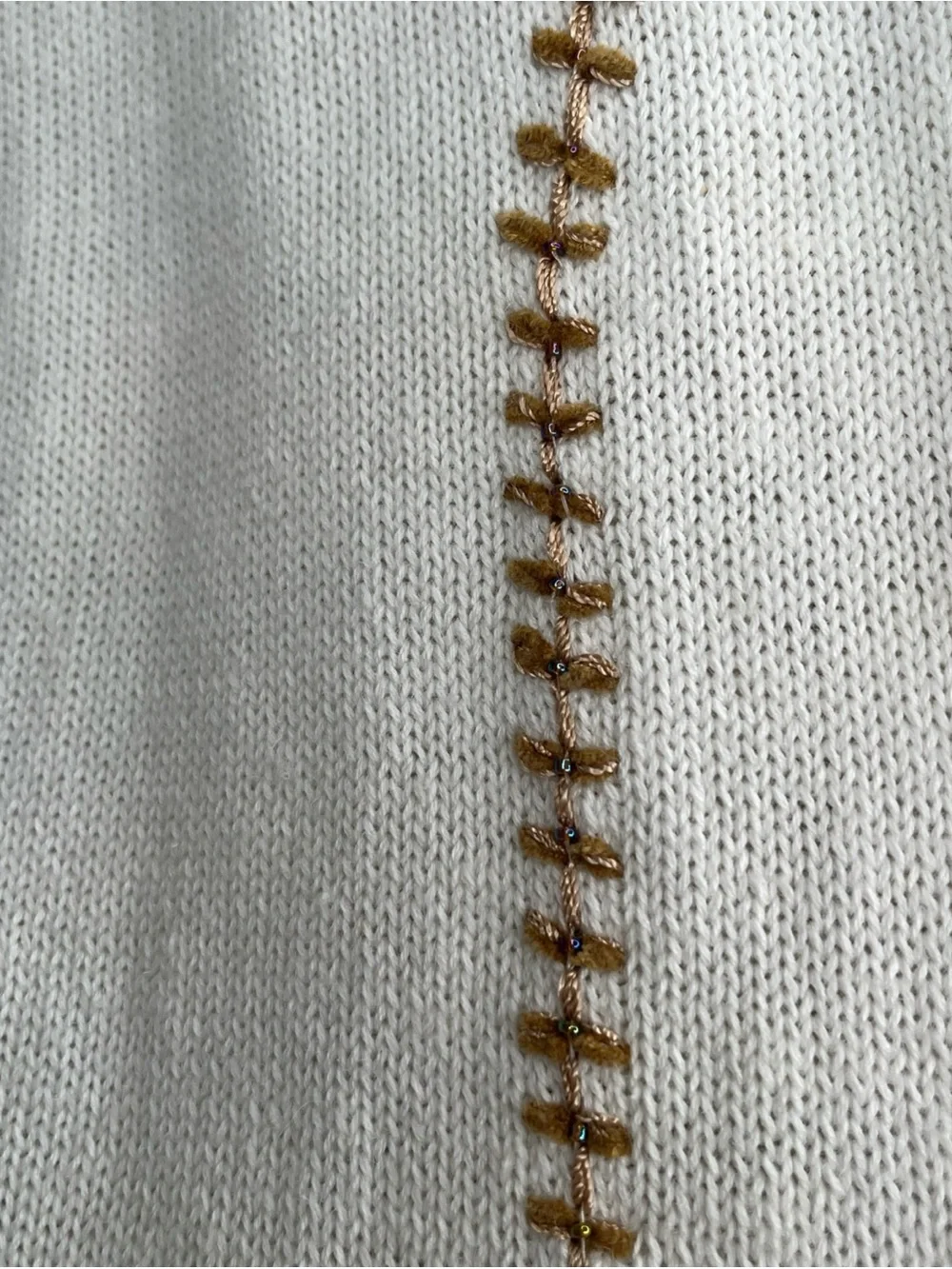 NWT Coldwater Creek Cardigan Embroidered Sz M Cream Gold Boho CottageCore Artsy